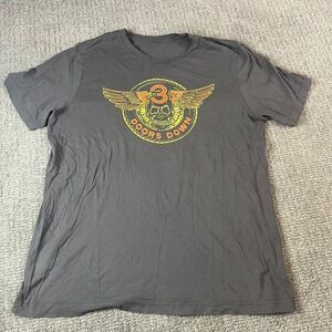 3 Doors Down Skull with Wings Gray Graphic Print T-Shirt ADULT NT (0041)